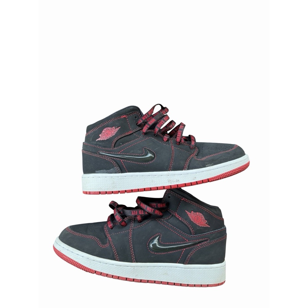 Jordan Air 1 Mid GS Kids Fearless Black/Red/White US 5.5 Mid Top Lace Up